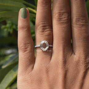 View of Portrait Oval Cut Moissanite Solitaire Ring In finger