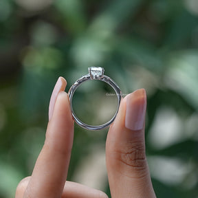 Back View of Round Cut Diamond Wedding Band In two fingers