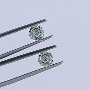 Blue Green Portuguese Cut Round Loose Moissanite Pair