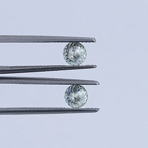 Blue Green Portuguese Cut Round Loose Moissanite Pair