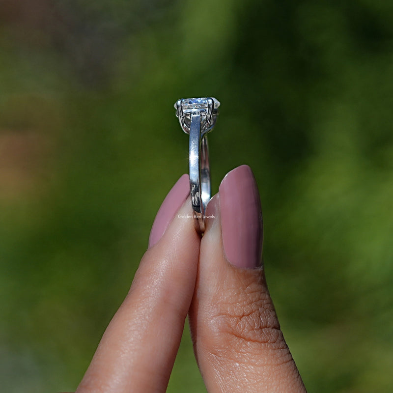Portuguese Cut Round Moissanite Solitaire Ring