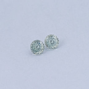 Blue Green Portuguese Cut Round Loose Moissanite Pair
