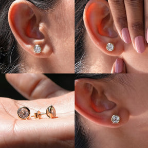 4 pics in different types of stud  earrings 
