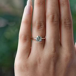 Detailed View Of Portuguese Round Cut Solitaire Ring In Yellow Gold