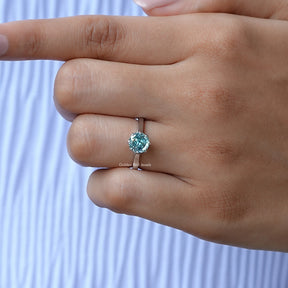 Round Cut Moissanite Ring In finger