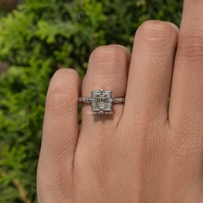 Old Mine Princess Cut Moissanite Solitaire Ring