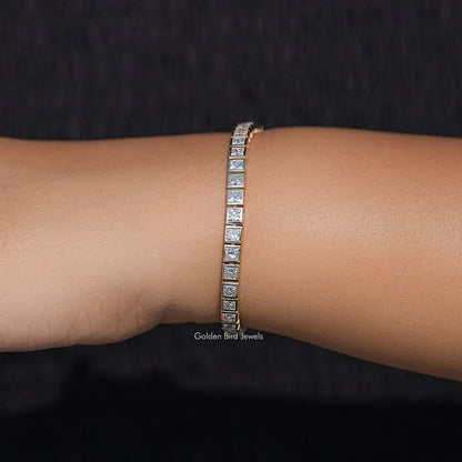 Top View Of Princess Diamond Tennis Bracelet
