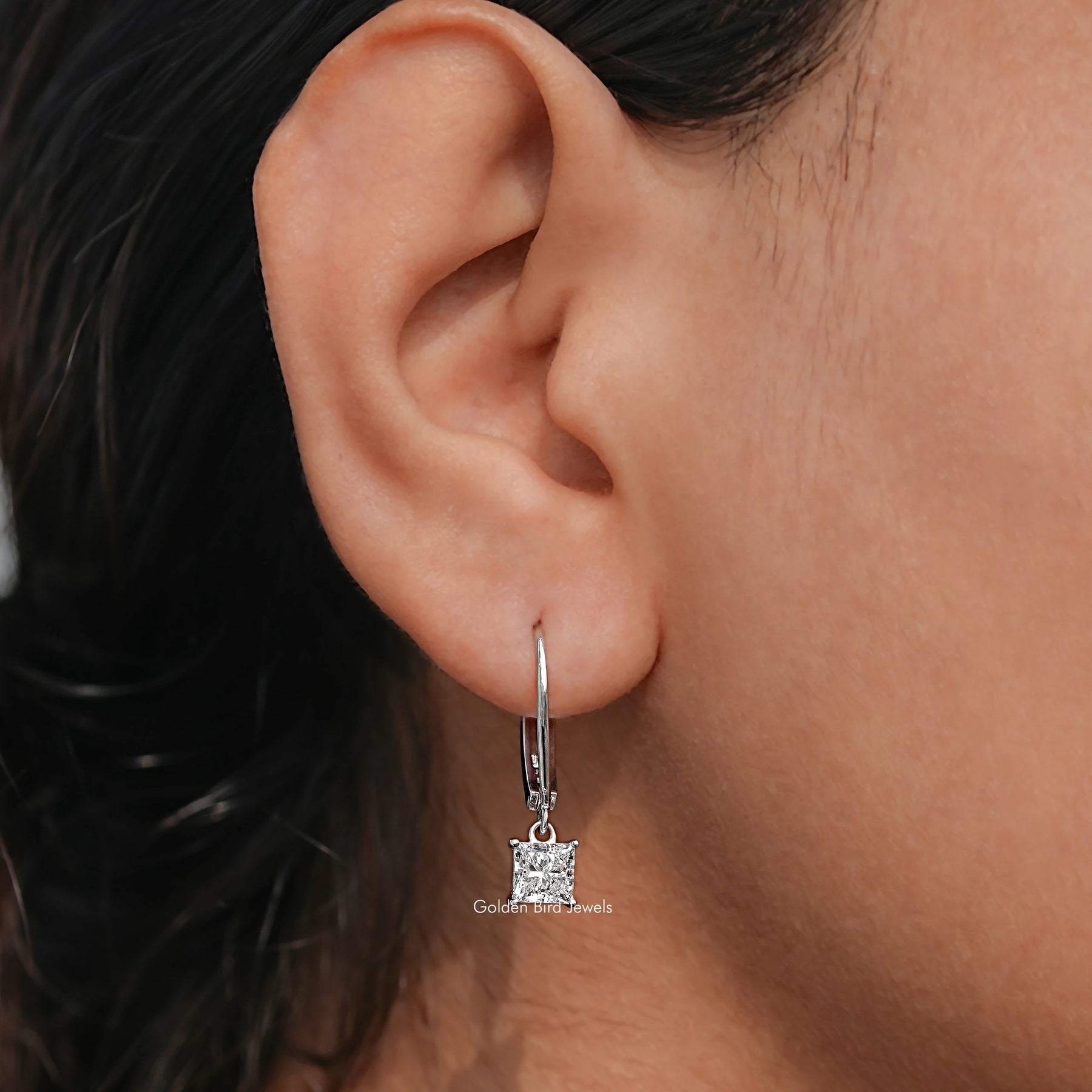 Princess Cut Lab Diamond Drop Earrings