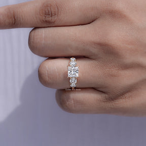 Princess Lab Diamond Five Stone Engagement Ring