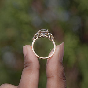 Princess Lab Diamond Five Stone Engagement Ring