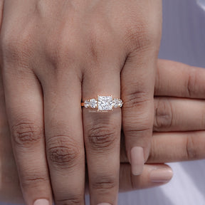 Princess Lab Diamond Five Stone Engagement Ring
