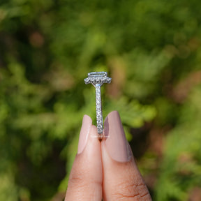 Princess Cut Lab Diamond Halo Accent Ring