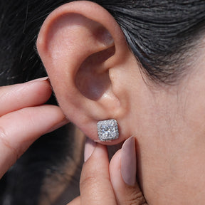 Colorless Multi Carat Princess Cut Diamond Stud Earrings In Women's Ear's
