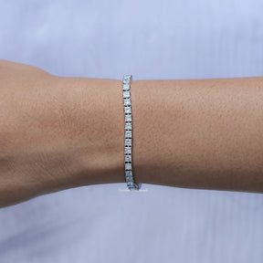 Side View Of Princess Cut Lab Tennis Bracelet
