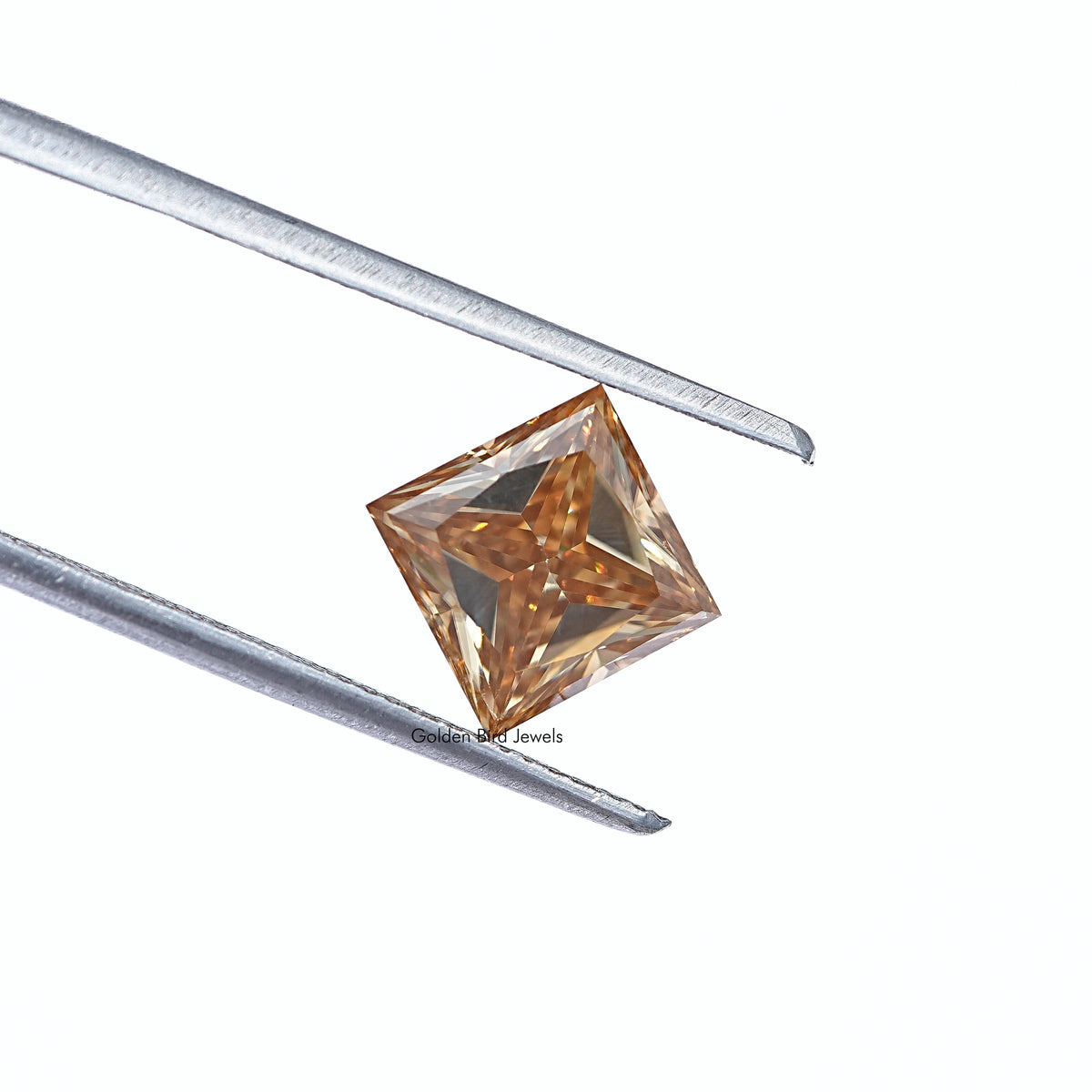 Top View of Orange Princess Cut Loose Moissanite
