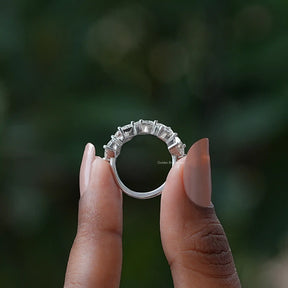 [Colorless Princess Cut Moissanite Wedding Band]-[Golden Bird Jewels]