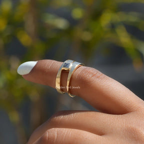 [Solitaire wedding Band Made In Princess Cut Stone]-[Golden Bird Jewels]