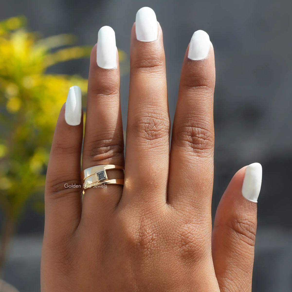 [0.20 Carat Princess Cut Moissanite Solitaire Band]-[Golden Bird Jewels]
