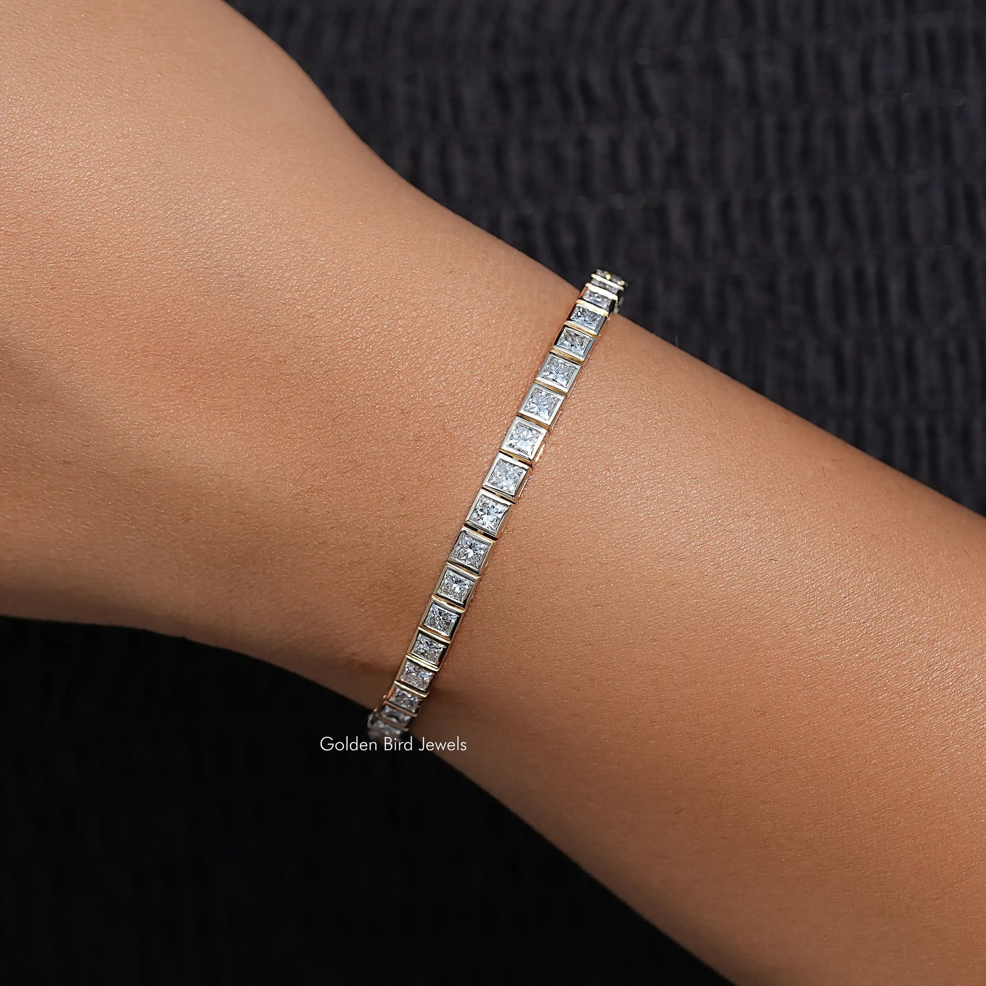 Close View Of Lab Diamond Tennis Bracelet 
