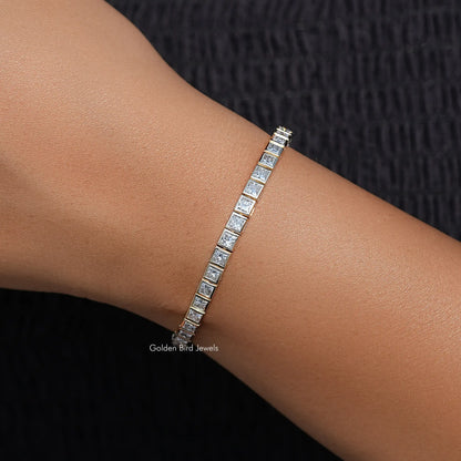 Close View Of Lab Diamond Tennis Bracelet 

