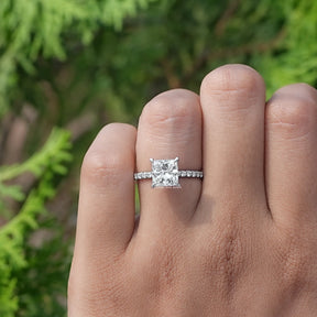 Princess Cut Lab Diamond Accent Ring - Main Image