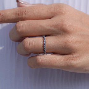 February Birthstone Purple Amethyst Round Eternity Band