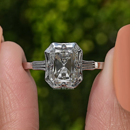 Old Mine Radiant Cut Moissanite Solitaire Ring