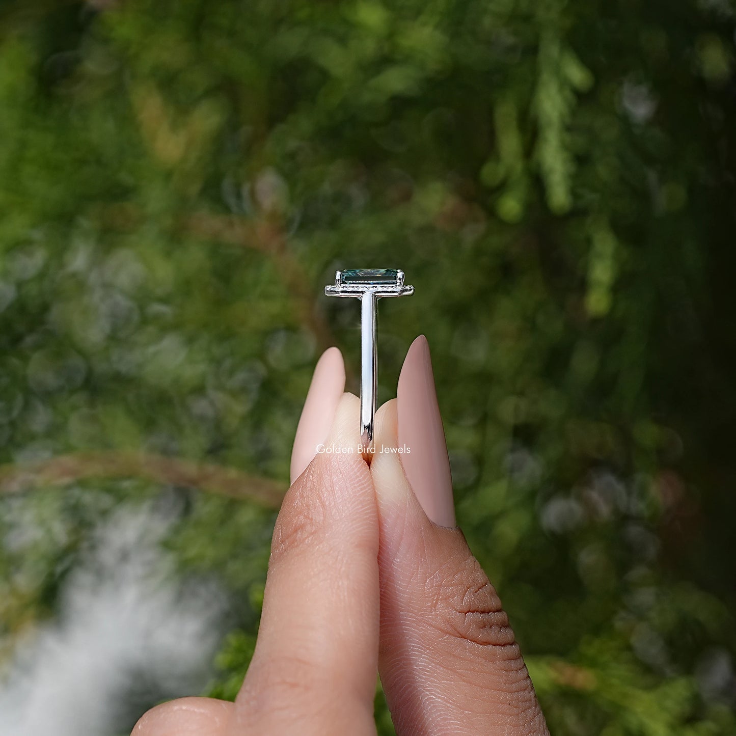 Radiant Cut Moissanite Diamond Halo Wedding Ring