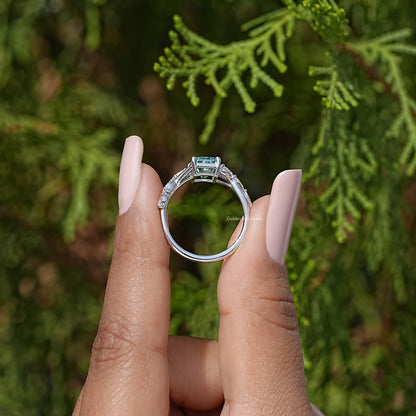 Radiant Cut Moissanite Gemstone Floral Anniversary Ring