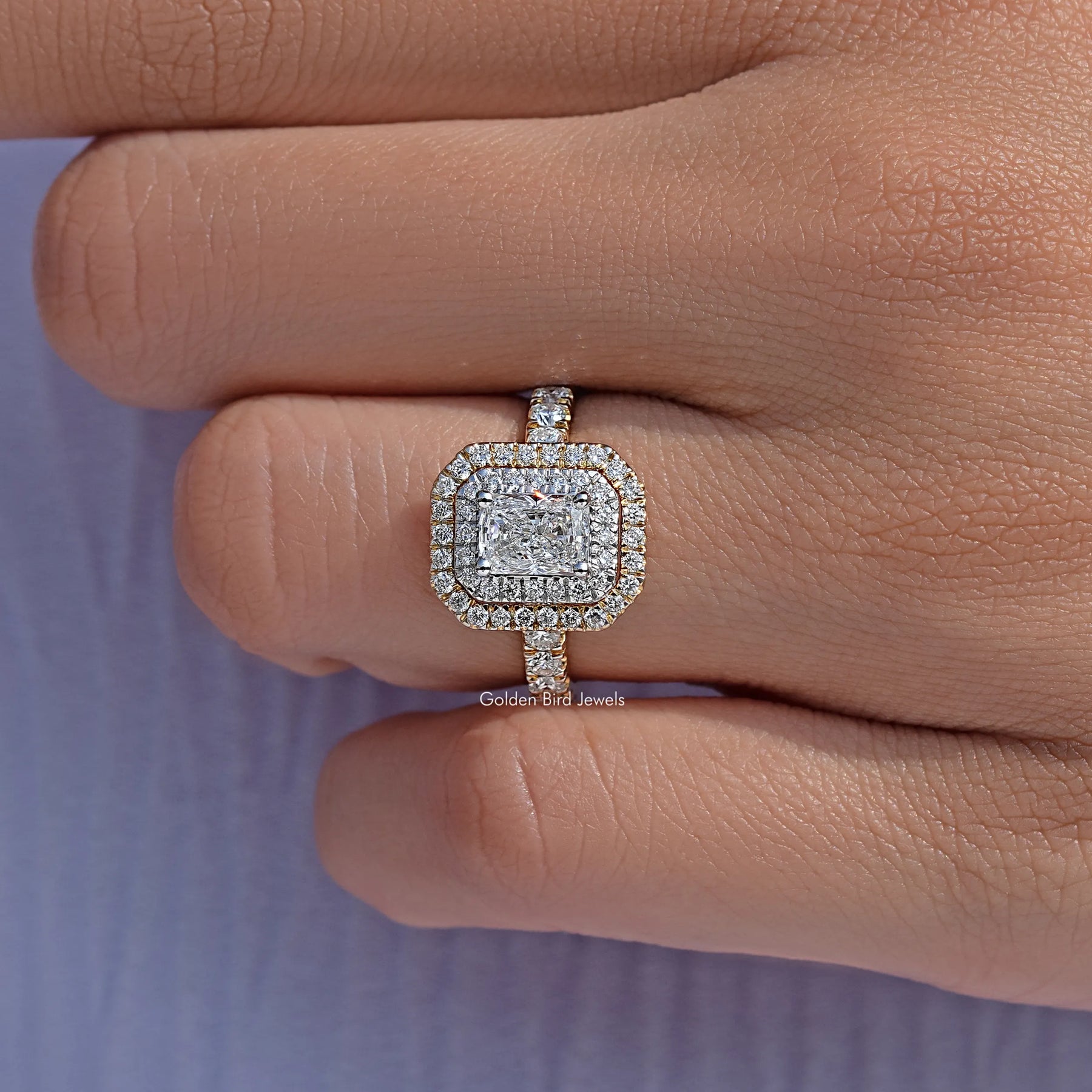 Radiant Cut Diamond Double Halo Engagement Ring