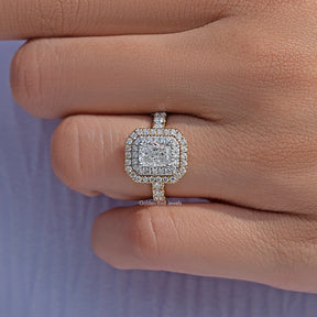 Radiant Cut Diamond Double Halo Engagement Ring