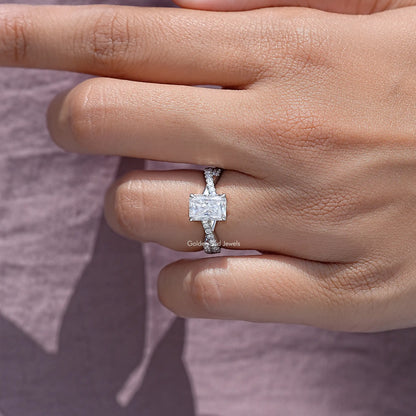 Radiant Moissanite Twisted Accent Wedding Ring