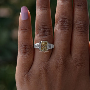Radiant And Baguette Cut Moissanite Five Stone Ring