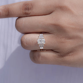 Radiant And Baguette Lab Diamond Five Stone Ring