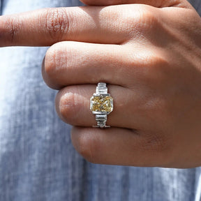 Radiant And Baguette Cut Moissanite Five Stone Ring