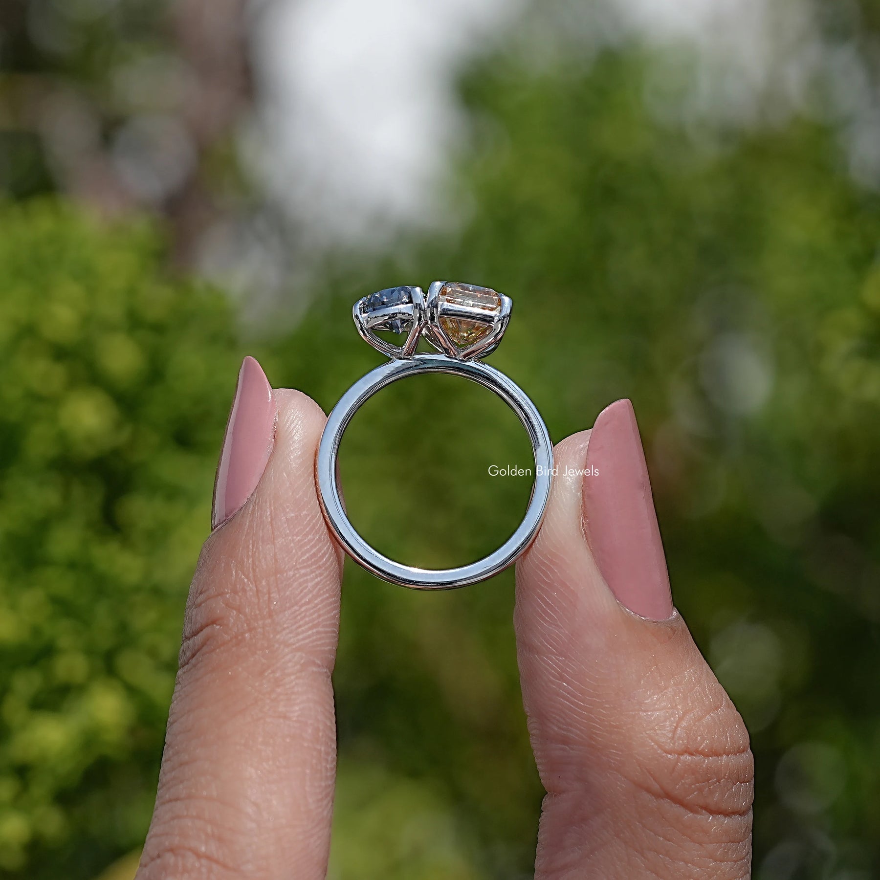 Radiant And Pear Cut Moissanite Toi Moi Ring