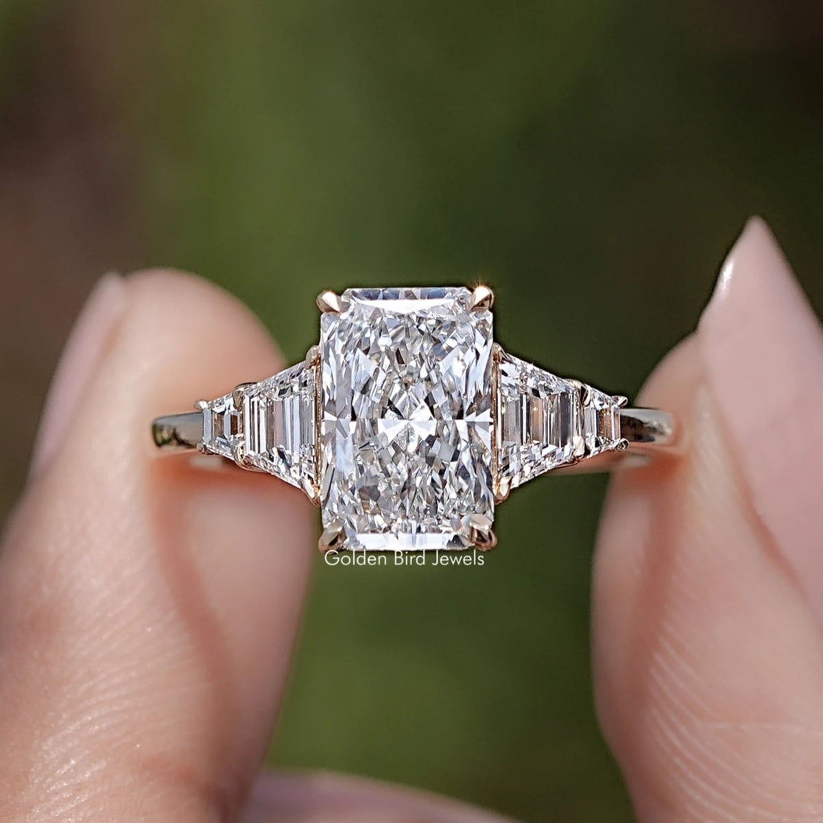 Radiant And Step Cut Trapezoid Lab Diamond Ring