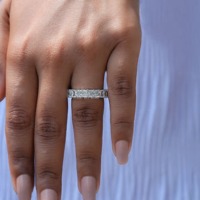 View of Radiant Cut Diamond Full Eternity Band In White Gold