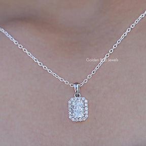 Radiant Cut Lab Diamond Halo Pendant