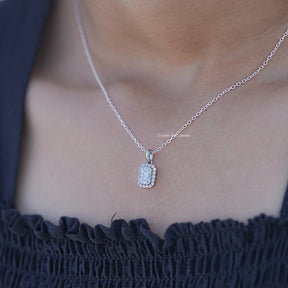 Radiant Cut Lab Diamond Halo Pendant