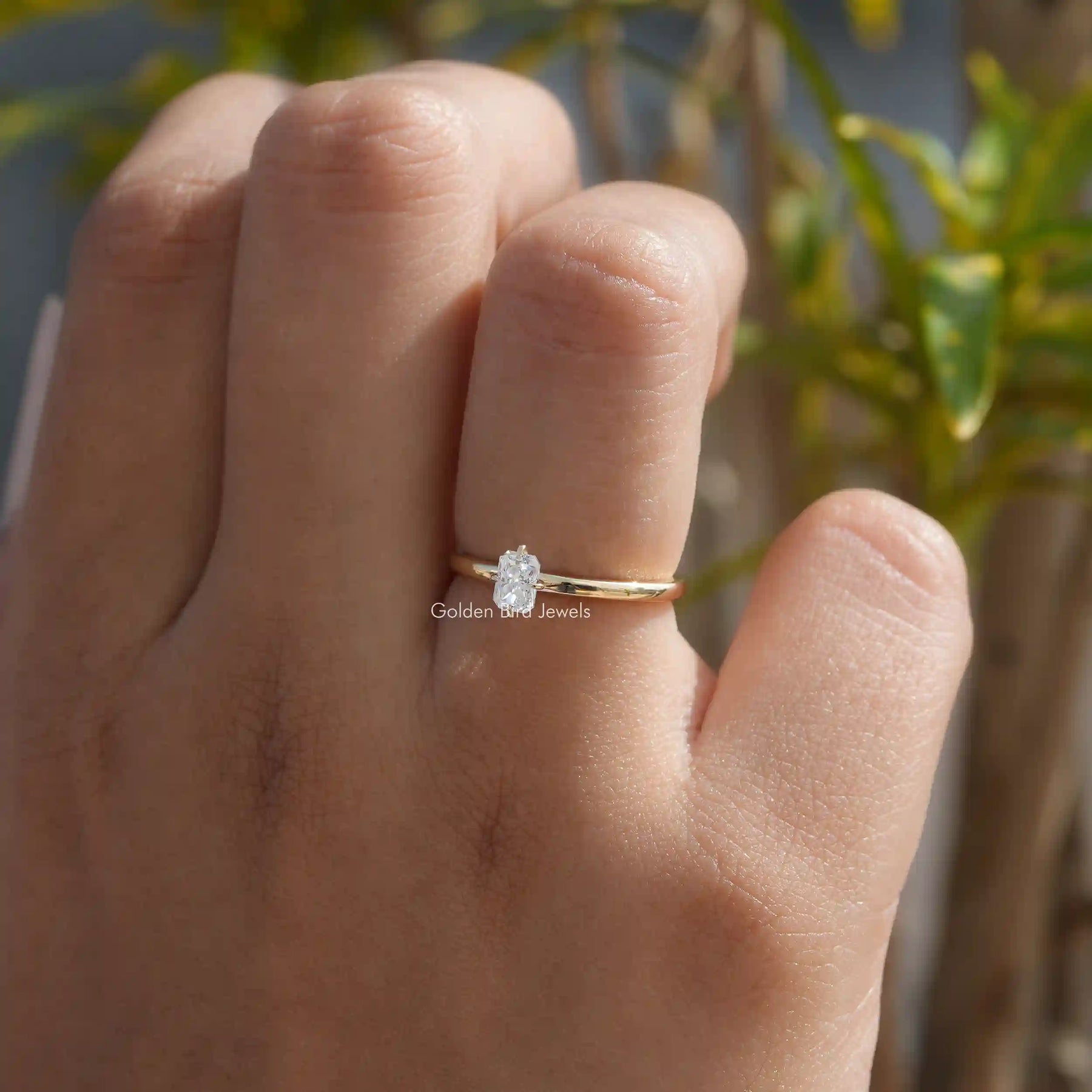 [Lab-Grown Radiant Cut Engagement Ring Set In Prongs Setting]-[Golden Bird Jewels]