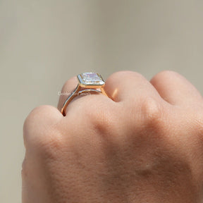 [Moissanite Solitaire Engagement Ring Made Of Radiant Cut Moissanite]-[Golden Bird Jewels]