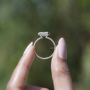 Half Bezel Radiant Cut Moissanite Solitaire Ring