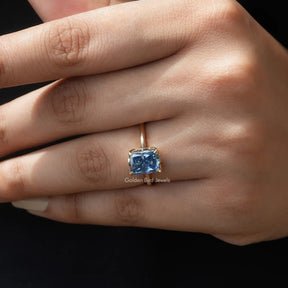 [In Finger a Moissanite Solitaire Engagement Ring]-[Golden Bird Jewels]