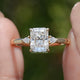Radiant Cut Moissanite Three Stone Engagement Ring
