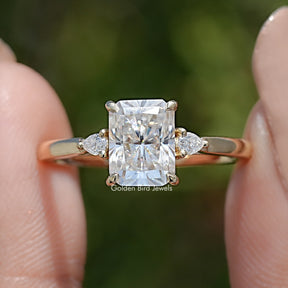 Radiant Cut Moissanite Three Stone Engagement Ring