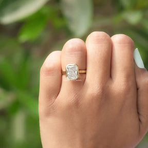View of Diamond Bezel Set Solitaire Ring In Yellow Gold