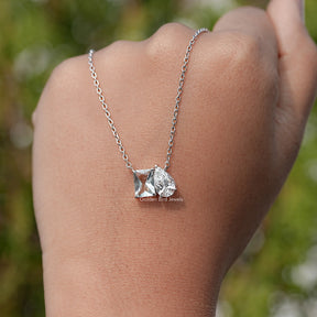 Radiant Cut Aqua Blue Gemstone Toi Et Moi Pendant