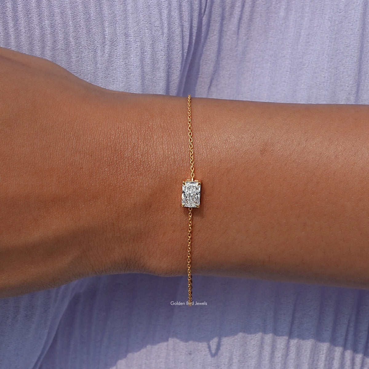 View of Radiant Cut diamond chain Bracelet