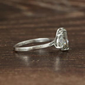 [Moissanite Engagement Ring Crafted With Two Round & Radiant Cut Stones]-[Golden Bird Jewels]